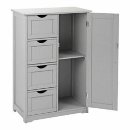 4 Drawer 1 Door Grey Bathroom Wood Cabinet Storage 4 Drawer 1 Door Free Standing Cupboard Unit - thumbnail 3