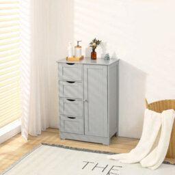 4 Drawer 1 Door Grey Bathroom Wood Cabinet Storage 4 Drawer 1 Door Free Standing Cupboard Unit - thumbnail 5