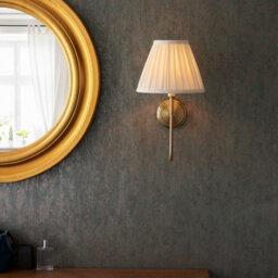 Luminosa Lighting Luminosa Rouen & Carla Wall Lamp With Shade Antique Brass Plate & Cream Fabric - thumbnail 5