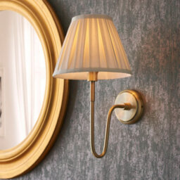 Luminosa Lighting Luminosa Rouen & Carla Wall Lamp With Shade Antique Brass Plate & Cream Fabric - thumbnail 2