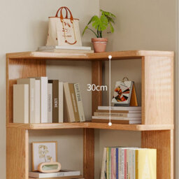 4 Tier Wooden Corner Bookcase, Freestanding L-Shaped Storage Unit In Rustic Wood Effect - thumbnail 5