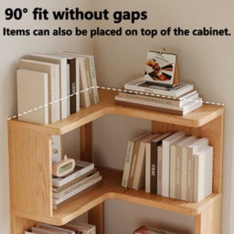 4 Tier Wooden Corner Bookcase, Freestanding L-Shaped Storage Unit In Rustic Wood Effect - thumbnail 4