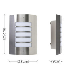 Valuelights Medlock Stainless Steel And Frosted Opal Lens Ip44 Rated Outdoor Garden Wall Mounted Security Light With Led Bulb - thumbnail 8