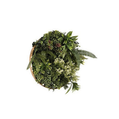 Premier Decorations Limited The Outdoor Living Company 50Cm Artificial Living Wall Art In Circular Frame Talia Joy