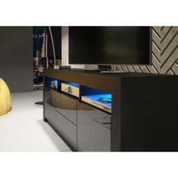 Creative Furniture Shine Tv Unit 160Cm - Black With Gloss Doors And Led Lights - thumbnail 4