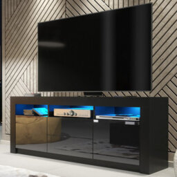 Creative Furniture Shine Tv Unit 160Cm - Black With Gloss Doors And Led Lights - thumbnail 5