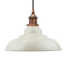 Clay White St Edmund's Painted Dome Pendant Light With Antique Copper Lamp Holder And Black Twisted Cable - Se Home - thumbnail 1