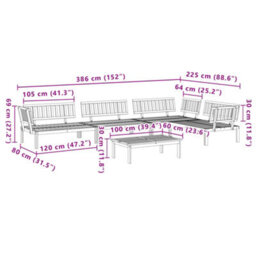 Walplus 5 Piece Garden Pallet Sofa Set Solid Wood Acacia - Cushion Not Included - thumbnail 7