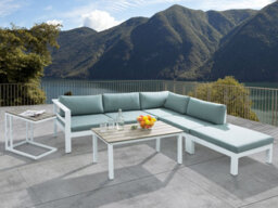 Beliani Garden Corner Sofa With Table 5 Seater Messina Left Hand Metal Green - thumbnail 2
