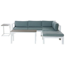 Beliani Messina 5 Seater Garden Corner Sofa With Table Left Hand Green Metal
