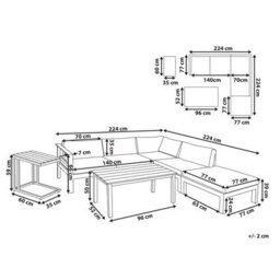 Beliani Garden Corner Sofa With Table 5 Seater Messina Left Hand Metal Green - thumbnail 3