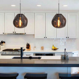 Long Life Lamps Company Chrome Blown Glass Ceiling Pendant Light Smoked Grey Globe Lamp Shade H3068 - thumbnail 9