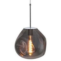 Long Life Lamps Company Chrome Blown Glass Ceiling Pendant Light Smoked Grey Globe Lamp Shade H3068