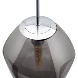 Long Life Lamps Company Chrome Blown Glass Ceiling Pendant Light Smoked Grey Globe Lamp Shade H3068 - thumbnail 5
