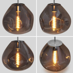 Long Life Lamps Company Chrome Blown Glass Ceiling Pendant Light Smoked Grey Globe Lamp Shade H3068 - thumbnail 6