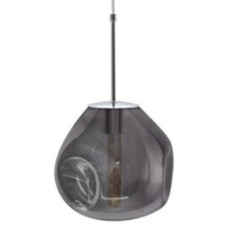 Long Life Lamps Company Chrome Blown Glass Ceiling Pendant Light Smoked Grey Globe Lamp Shade H3068 - thumbnail 3