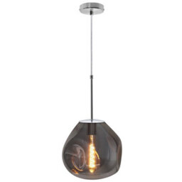 Long Life Lamps Company Chrome Blown Glass Ceiling Pendant Light Smoked Grey Globe Lamp Shade H3068 - thumbnail 4