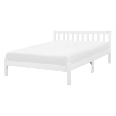 Beliani Bed Pine Wood Florac 140 X 200 Cm (Eu Double) White - image 1
