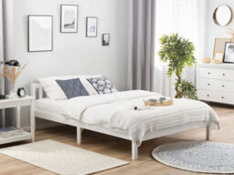 Beliani Bed Pine Wood Florac 140 X 200 Cm (Eu Double) White - thumbnail 2