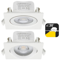 Long Life Lamps Company 6.5W Adjustable Square Led Recessed Ceiling Downlight 4000K Cls9 - thumbnail 3
