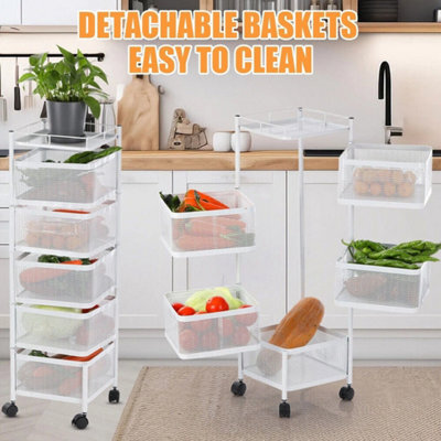 6 Tier Rotating Mobile Kitchen Trolley Vegetable Storage Rack Cart - image 1