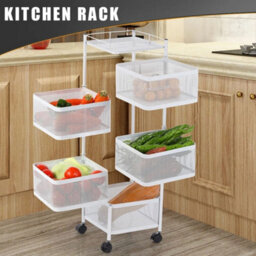 6 Tier Rotating Mobile Kitchen Trolley Vegetable Storage Rack Cart - thumbnail 2