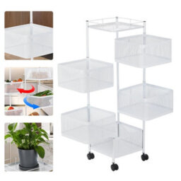 6 Tier Rotating Mobile Kitchen Trolley Vegetable Storage Rack Cart - thumbnail 3