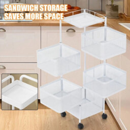 6 Tier Rotating Mobile Kitchen Trolley Vegetable Storage Rack Cart - thumbnail 4