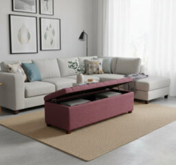 Linoso Chesterfield Plum Ottoman Storage Box With Square Wooden Legs - Upholstered Blanket Box (90W X 40D X 45H Cm) - thumbnail 3