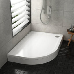 Royal Bathrooms 1000 X 800mm Left Handed Offset Quadrant Stone Shower Enclosure Tray With Riser Kit Gloss White 30mm Slimline - thumbnail 3