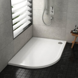 Royal Bathrooms 1000 X 800mm Left Handed Offset Quadrant Stone Shower Enclosure Tray With Riser Kit Gloss White 30mm Slimline - thumbnail 4