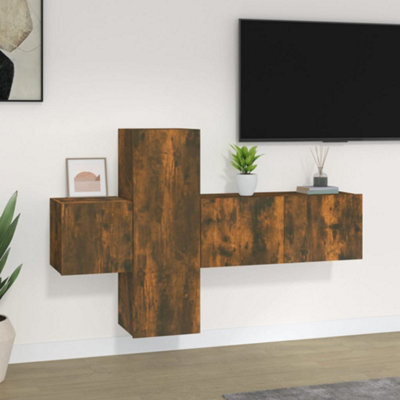 Berkfield 3 Piece Tv Cabinet Set Smoked Oak Engineered Wood - image 1
