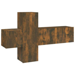 Berkfield 3 Piece Tv Cabinet Set Smoked Oak Engineered Wood - thumbnail 2