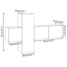 Berkfield 3 Piece Tv Cabinet Set Smoked Oak Engineered Wood - thumbnail 9