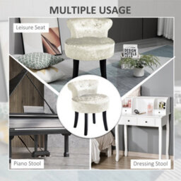 Homcom Dressing Table Stool Vanity Seat W/ Rubber Wood Legs Bedroom - Beige - thumbnail 6