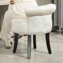 Homcom Dressing Table Stool Vanity Seat W/ Rubber Wood Legs Bedroom - Beige - thumbnail 7