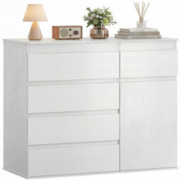 Homcom Chest Of Drawers, 5 Drawer Dresser With Soft-Close Cabinet, White - thumbnail 2