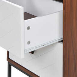 Beliani Bedside Table, White And Dark Wood Finish With Black Metal Legs, 69 X 49 X 38 Cm - thumbnail 7