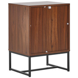 Beliani Bedside Table, White And Dark Wood Finish With Black Metal Legs, 69 X 49 X 38 Cm - thumbnail 6