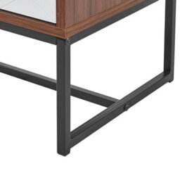 Beliani Bedside Table, White And Dark Wood Finish With Black Metal Legs, 69 X 49 X 38 Cm - thumbnail 8