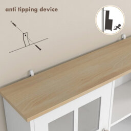 Wyld Haus Somire White And Oak Kitchen Storage Cabinet With Glass Doors, Countertop And Adjustable Shelves - thumbnail 8