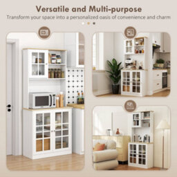 Wyld Haus Somire White And Oak Kitchen Storage Cabinet With Glass Doors, Countertop And Adjustable Shelves - thumbnail 7