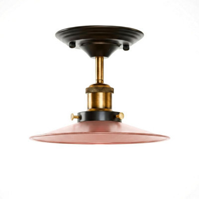 Industrial Vintage Semi Flush Mount Ceiling Lights Flat Shade 22Cm Copper E27 Holder For Kitchen, Living Room Without Bulb - image 1