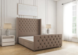 Bsspoke Divan Base Bed Set Mink Plush Velvet With 54Inch Headboard & Footboard No Drawers No Mattress In Double 3Ft 4Ft 5Ft 6Ft - thumbnail 1