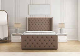 Bsspoke Divan Base Bed Set Mink Plush Velvet With 54Inch Headboard & Footboard No Drawers No Mattress In Double 3Ft 4Ft 5Ft 6Ft - thumbnail 3