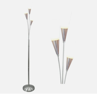 Modern Floor Light Standing Lamp Satin Nickel Glass Shades Traditional Design - image 1