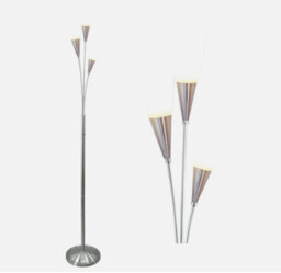 Modern Floor Light Standing Lamp Satin Nickel Glass Shades Traditional Design - thumbnail 1