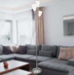 Modern Floor Light Standing Lamp Satin Nickel Glass Shades Traditional Design - thumbnail 4