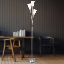 Modern Floor Light Standing Lamp Satin Nickel Glass Shades Traditional Design - thumbnail 3