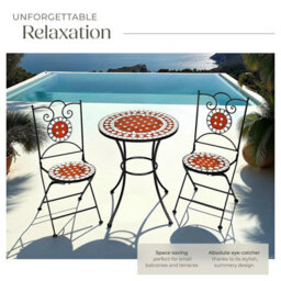 Tectake Bistro Set Outdoor Patio Garden Furniture Mosaic Table And 2 Chairs Metal - Brown - 1 - thumbnail 4